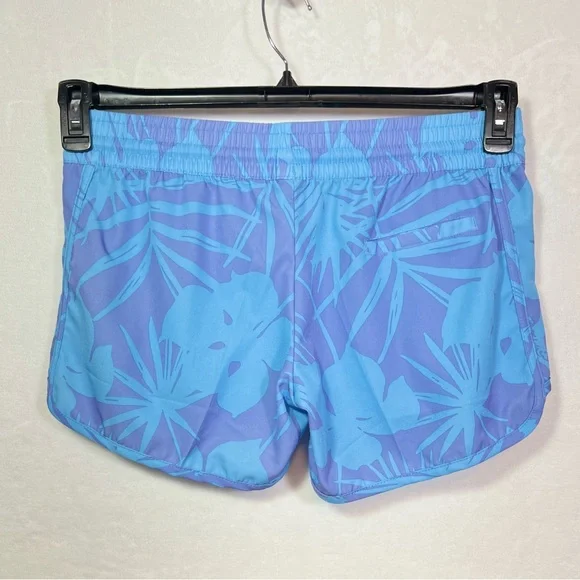 Raya Sun Blue Floral Swim Cover Up Shorts Size M Drawstring & Elastic Waistband - Picture 3 of 8
